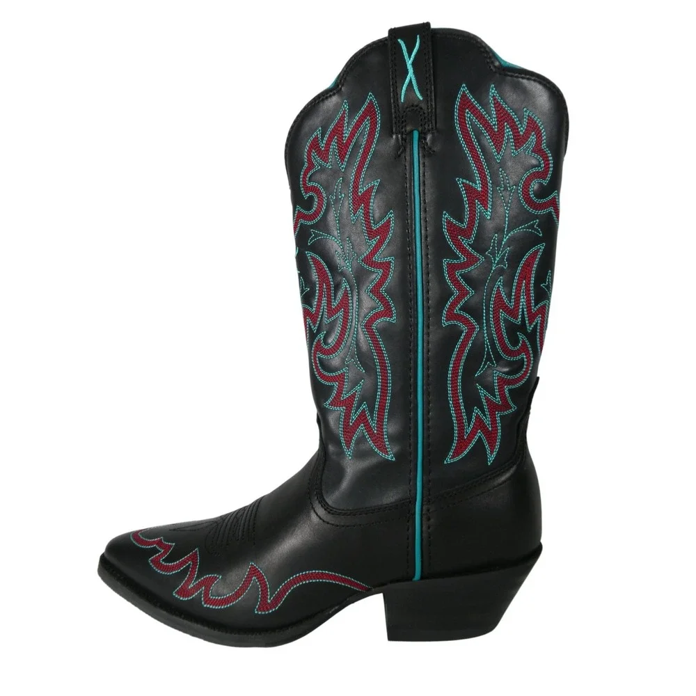 Twisted X‎ WWT0039 Womenʼs Western Boots Black Multi Leather Snip Toe Size 9B